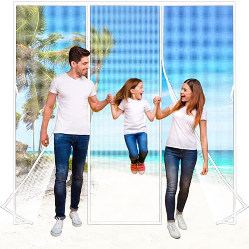 Zephra Rete Zanzariera Magnetica per Porta Doppia Apertura Laterale, 400x200 cm Tenda Anti Mosche, Tenda Zanzariera Porta con Totalmente Calamita, si Chiude da Sola Balcone Bianco