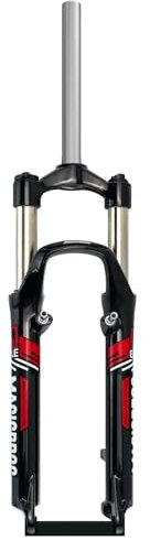HWEVDHJ Fourche À Suspension VTT 26 Pouces 100 Mm De Débattement 1 1/8 Tube Droit QR 9 Mm en Alliage D'aluminium Fourche Mécanique Frein À Disque/V Contrôle D'épaule Fourche VTT(Black Red)