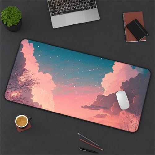 Mouse Mat,800x300x3mm Gaming Mouse Pad, XXL Gaming Mousepad, Improved Precision and Speed Table Mat Large Size, Laptop, Office, Home and Travel (Starry Sky Pink)