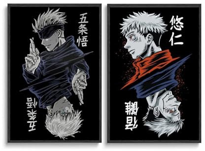 2 PCS Klassischer Anime JJK Gojo Poster Für Zimmer, Ästhetische Leinwand-Wandkunst, Schlafzimmer-Dekor Poster 08x12inch(20x30cm)