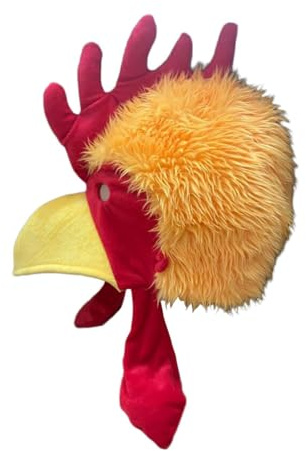 Pitycbo Hut Huhn Tier Kopfbedeckung mit Realistischem Design aus Plüsch für Festkostüme für Erwachsene Kinder Halloween Weihnachten Bühne Umzug, Orange Gelb