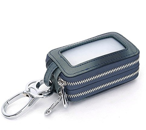 Esdrem Funda Unisex de piel con cremallera para llaves de coche azul azul marino