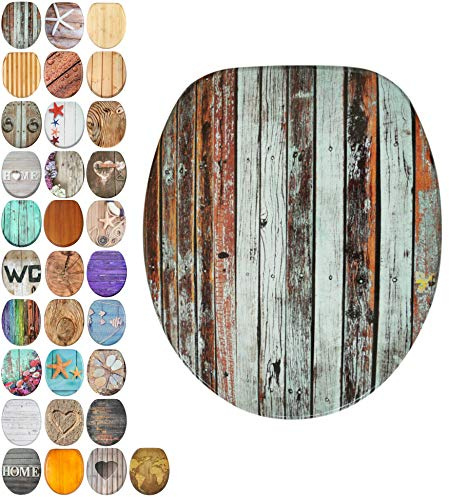 Sanilo Toilet Seat, Wide Choice of Wooden Toilet Seats, Stable Hinges, Easy to Mount (Antique)