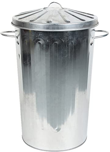 CrazyGadget® Metal 18 Litre 18L Small Round Colour Recycle Dustbin Paper Rubbish Waste Bin with Lid (Galvanised)