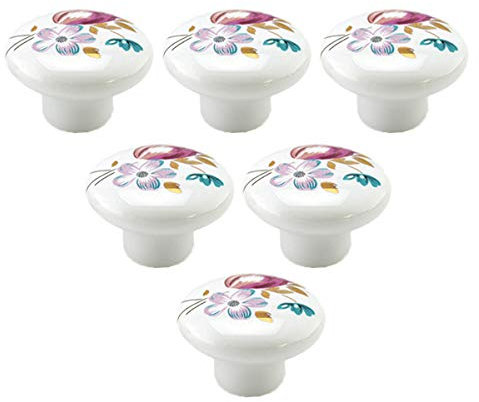 Creatwls 6pcs Europäisch Antike Art Tür Schublade Griff Shabby Chic Keramik Porzellan Schrank Kommode Kleiderschrank Knopf Zieht Griffe