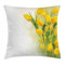 ABAKUHAUS Gelbe Blume Kissenbezug, Romantische Tulpen, Klöppelkissenhüllen mit Beidseitigen Druck Farbfest Waschbar und Reißverschluß, 40 x 40 cm, Farngrün Senf