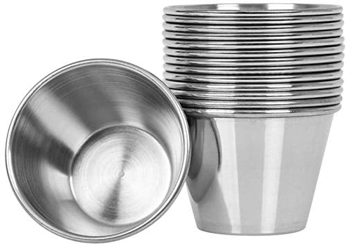 Artcome Lot de 14 tasses à condiments en acier inoxydable, idéales pour tremper et portions, 70,9 g