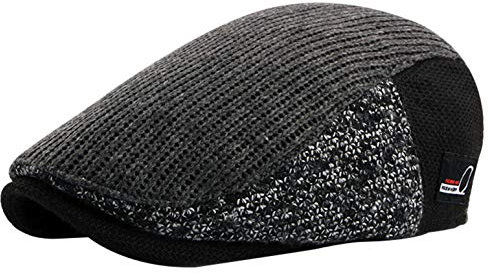 AIEOE Schiebermütze Flatcap Herbst Winter Gestrickt Flache Kappe Newsboy Schirmmütze