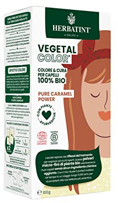 Herbatint Vegetal Color Pure Caramel Power, Karamell | Pflanzliche Haarfärbung auf Basis von Henna und ayurvedischen Kräutern, 100% natürlich und biologisch – 100 Gramm
