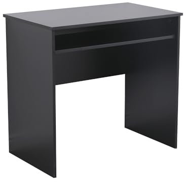 Home Source Compact Computer Office Desk PC Laptop Table, Study Gaming, Black, 80cm