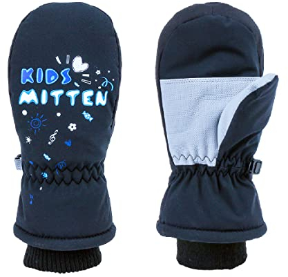 TRIWONDER Fäustlinge für Kinder, atmungsaktiv und Winddicht, Skihandschuhe Thermo Winterhandschuhe für Jungen und Mädchen (Schwarz, XS (5-7 Jahre alt))
