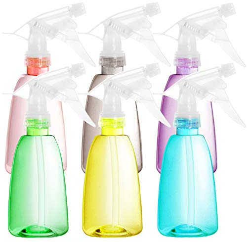 Youngever 6 Pack 350ML Triangle Empty Plastic Spray Bottles, Spray Bottles for Hair and Cleaning Solutions, Spray Bottles in 6 Colors