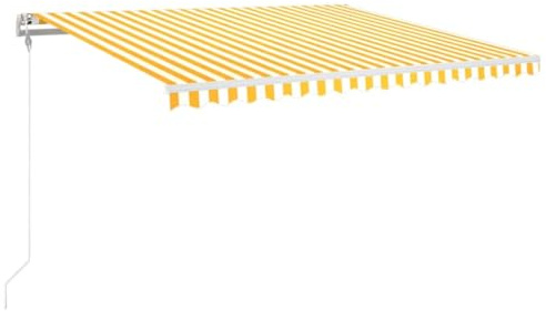 vidaXL Markise Automatisch mit LED Windsensor Gelenkarmmarkise Sonnenmarkise Balkonmarkise Sonnenschutz Sichtschutz Terrasse Garten 450x350cm Gelb Weiß