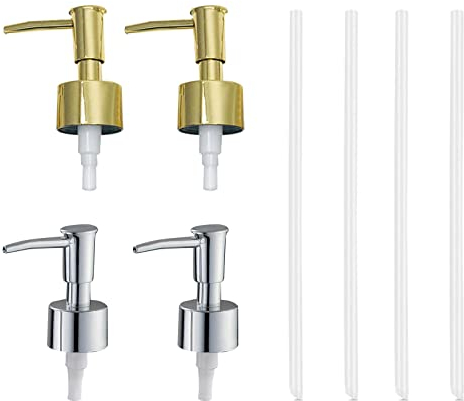 4 Pcs Lotion Dispensers Pump Head For Standard 28/400 (26 mm - 28mm) Neck Size Soap Dispenser Pump Bathroom Head Replacement Spare Pump Bottle Dispenser
