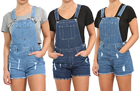 imporio 11 Salopette corta in denim per bambine e ragazze, taglia da 8 a 14 anni
