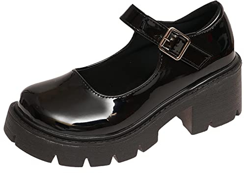 rismart Women's Platform Mary Jane Chunky Heel Round Toe Ankle Strap Lolita Shoes