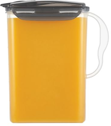 LocknLock Kühlschrankkrug, Kunststoffkrug mit Klappdeckel, Water Jug - Krug mit Deckel, Saftkrug Saftkanne, Wasserkrug mit Griff, BPA-frei (Grau, 3000 ml)