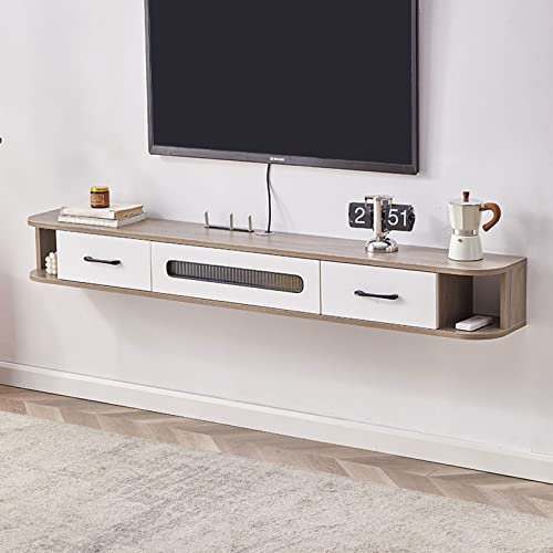 KOWJIFH Wall shelf Wall mounted tv cabinet Floating shelf Multimedia TV Console TV stand Router TV components DVD players Photo frame Storage shelf with drawer bookshelf