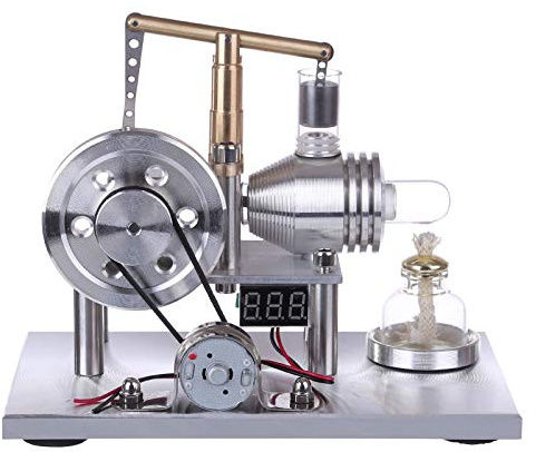 AYAY Stirling Engine Modell, ENJOMOR Heißluft Stirling Motor Modell Wissenschafts-Experiment-pädagogisches Spielzeug mit Spannung Digital Display Meter Und LED Birne