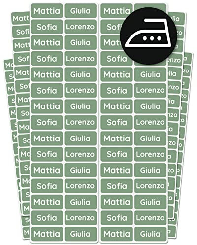 melu kids® Namensetiketten für Kleidung zum Aufbügeln (50 Stück) - Kinder Bügeletiketten mit Namen waschmaschinenfest und personalisiert - Grün