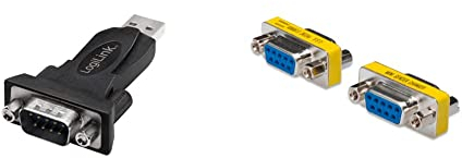 LogiLink USB 2.0 (Typ-A) auf Seriell (RS232-9pin) Adapter für Win 11 & DIGITUS D-Sub 9 Gender-Changer - Adapter - 9-Pin Kupplung - Buchse zu Buchse - RS-232 - RS-485 - TTL - Metallgehäuse