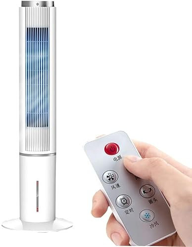 Enfriador de aire por evaporación de pie con humidificación, ventilador de torre portátil sin aspas con control remoto, ventilador de aire acondicionado para habitación/blanco/106 * 34 * 34 cm The New