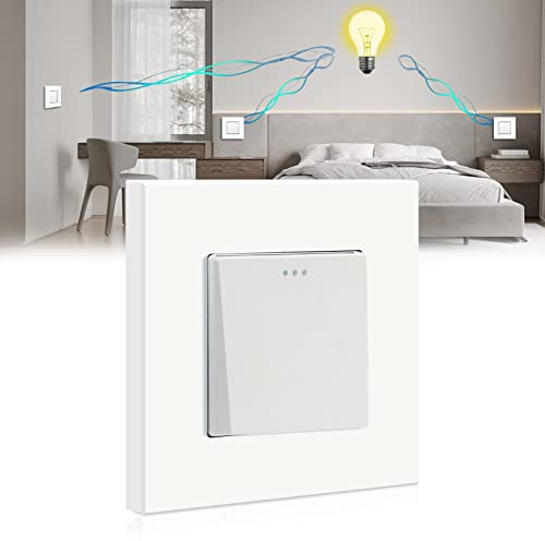BSEED Interruptor de luz 1 Gang 3 Vías,Blanco Interruptor Integrado con Panel de Plastico,10 Amp Cambio de Botón Rocker Interruptores,Moderno Interruptor de palanca 250V