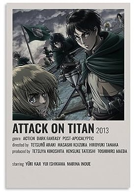 ELedvb Attack on Titan Tapetenfan-Leinwand-Poster, dekoratives Gemälde, Leinwand-Wandposter und Kunstdruck, modernes Familienschlafzimmer-Dekor-Poster, 20 x 30 cm