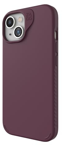 ZAGG Manhattan Snap iPhone 15/14/13 Case - Premium Silicone iPhone Case, Durable Graphene Material, Smooth Surface with a Comfortable Ripple Grip, MagSafe Phone Case, Plum Purple