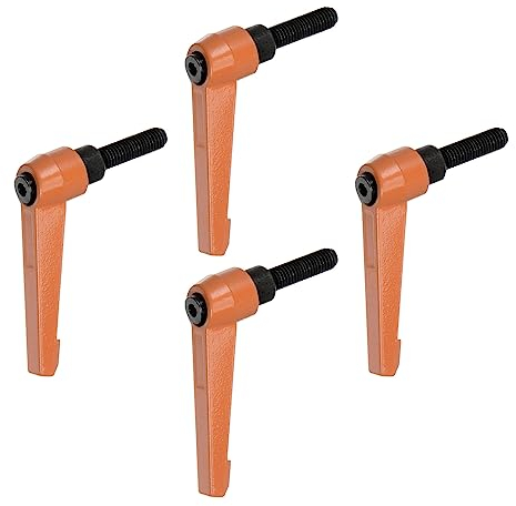 QUARKZMAN 4 Stück Klemmhebel Griff M8 x 25mm Außengewinde Schrauben Spritzbeschichter Kohlenstoffstahl Verstellbare Handgriffe Spannhebel Befestigung für Werkzeugmaschinen Geräte, Orange
