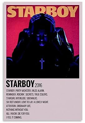 UMCHU Weeknd Starboy Poster Dekorative Malerei Leinwand Wandkunst Wohnzimmer Poster Schlafzimmer Malerei,Wandkunst Bilddruck Moderne Familienzimmer Dekor 08x12inch(20x30cm)