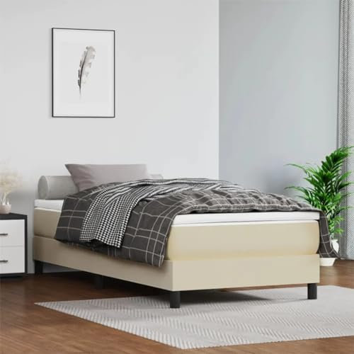 vidaXL Taschenfederkernmatratze Creme 100x200x20 cm Kunstleder