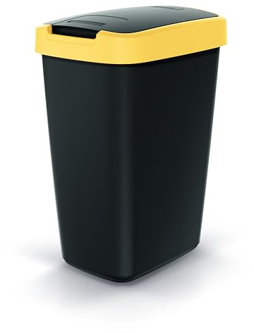 Mülleimer Müllbehälter Abfalleimer Biomülleimer mit Deckel Abfallsammler Mülltonne 37 x 26 x 19,5cm Papierkorb Schwingeimer (Gelb 12L)