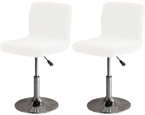 ZRCYXDW Elastisch Samt Barhocker Abdeckung, Barhocker Bezug Weicher Mit Elastischer Unterseite Hussen Für Barhocker Abnehmbarer Barstuhlbezug Mit Rückenlehne Waschbarer-Weiß-2 Stück