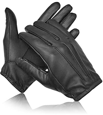 COLOURLINX Kevlar Lined Cut Resistant Leather Gloves Anti Slash Heat Fire Police Security Work Wear Uniform Dress SIA Search Safety Protection Gloves (Black, S)