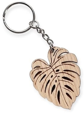 Monstera Keyring Split Leaf Plant Fob Friends Birthday Gift Wooden Key Chain (Oak)