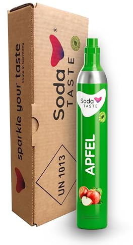 SodaTASTE CO2-Kaufzylinder (Reservezylinder) für Wassersprudler, mit natürlichem Apfel-Aroma, ohne Sirup, für bis zu 60l gesprudeltes Wasser mit Geschmack, zuckerfrei