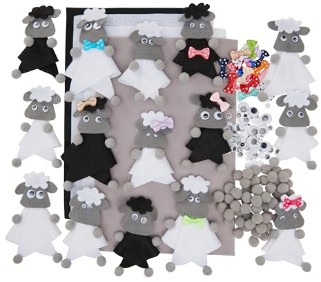 VBS Bastelset Filz Schaf 5 Stück 12cm Frühlingsdeko Filzen Bastelfilz Kreativset Basteln Schafe Dekoschaf