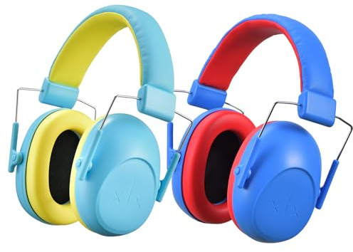 2 Packs Gehörschutz Kinder,Kapselgehörschutz für Kinder Ohrenschützer Kind mit SNR 28dB Hörschutz Faltbar Kapselgehörschutz kids mit Tragbare Tasche,Lärmschutz Kopfhörer Kinder von 3 bis 12 Jahren
