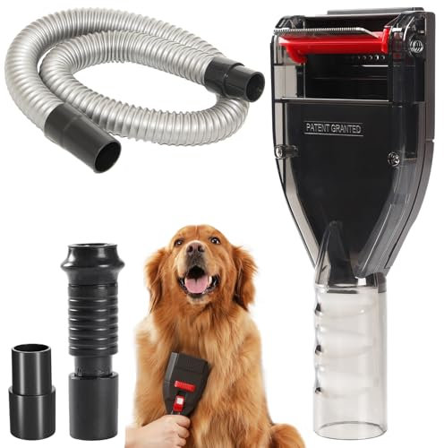 Dog Brush Vacuum Attachment Intended for Shark Navigator Lift Away NV360 Rotator NV501 Rocket HV301 Miele Shop Vac More 1 1/4 Vacuums, Pet Hair Groom Tool Extension Hose (Universal&Shark)