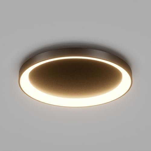 Klighten LED Deckenlampe Rund 56W 3500 Lumen, Modern Deckenbeleuchtung für Wohnzimmer Schlafzimmer Flur Küche, Ringe aus Metall, 48cm, Warmweiß 3000K, Schwarz