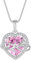 starchenie Collana Cuore Donna Argento 925 con Rosa Eterna Tormalina Rosa Pietra Portafortuna Zirconi Ciondolo Regalo Gioielli