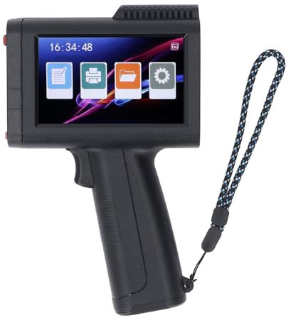 Fafeicy Pistolet D'Imprimante à Jet d'encre Portable, Mini Imprimante à Jet d'encre Portable avec écran Tactile HD LED 4,3 Pouces, Processeur Quad, USB, pour, écriture Manuscrite