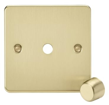 Knightsbridge 1G Dimmer Plate with Matching Metal Dimmer Cap - Brushed Brass