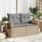 Outdoor Rattan 2-Sitzer Sofa Set mit Fußhocker und Kissen in Beige