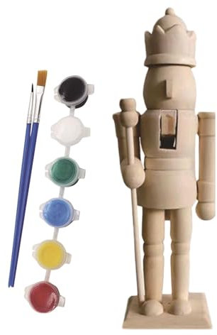 Wooden Nutcracker Unpainted - Nutcracker Figures Paint | Wood Paint Your Own Nutcracker Figures | Wood Nutcracker Unfinished with Paint Kit for Kids, Adults, All Ages, Friends