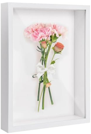 Xiciki Cadre 3D Profond A4, 22.8cm x 31.8cm Cadre Photo 3D à Remplir, Cadre de Boîte D'ombre, Cadre Vitrine Profond pour Souvenirs, Fleurs, Médailles - Blanc