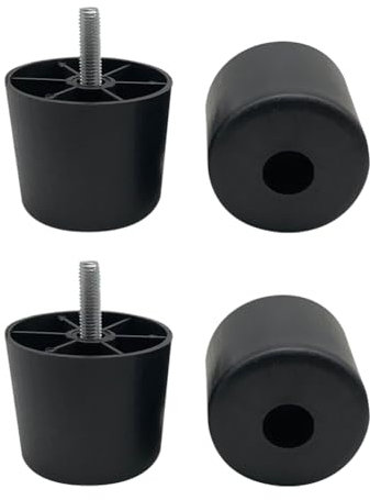 FSSTUD Lot de 4 pieds de meubles ronds coniques en plastique de 5,1 cm - Pieds de rechange pour canapé - Pieds de table à visser - Pieds de support pour petite armoire avec 4 vis pour commode et lit