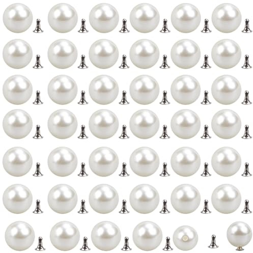 SOFPLATE 1 Box Mit 80 Sets Perlmuttknöpfe Ohne Nähen Perlmutt Druckknöpfe 12mm Abnehmbar Wiederverwendbar Künstliche Perlen Feste Stecknadeln Nieten Verstellbare Pulloverknöpfe Für Kleidung Kleid Hem
