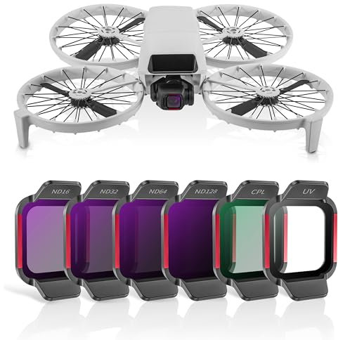 ND/UV/CPL Filter Set für DJI Flip Filter Zubehör, ND16 / ND32 / ND64 / ND128 / CPL/UV Drone Objektiv Filter, Multi beschichtet HD optisches Glas 6 Pack